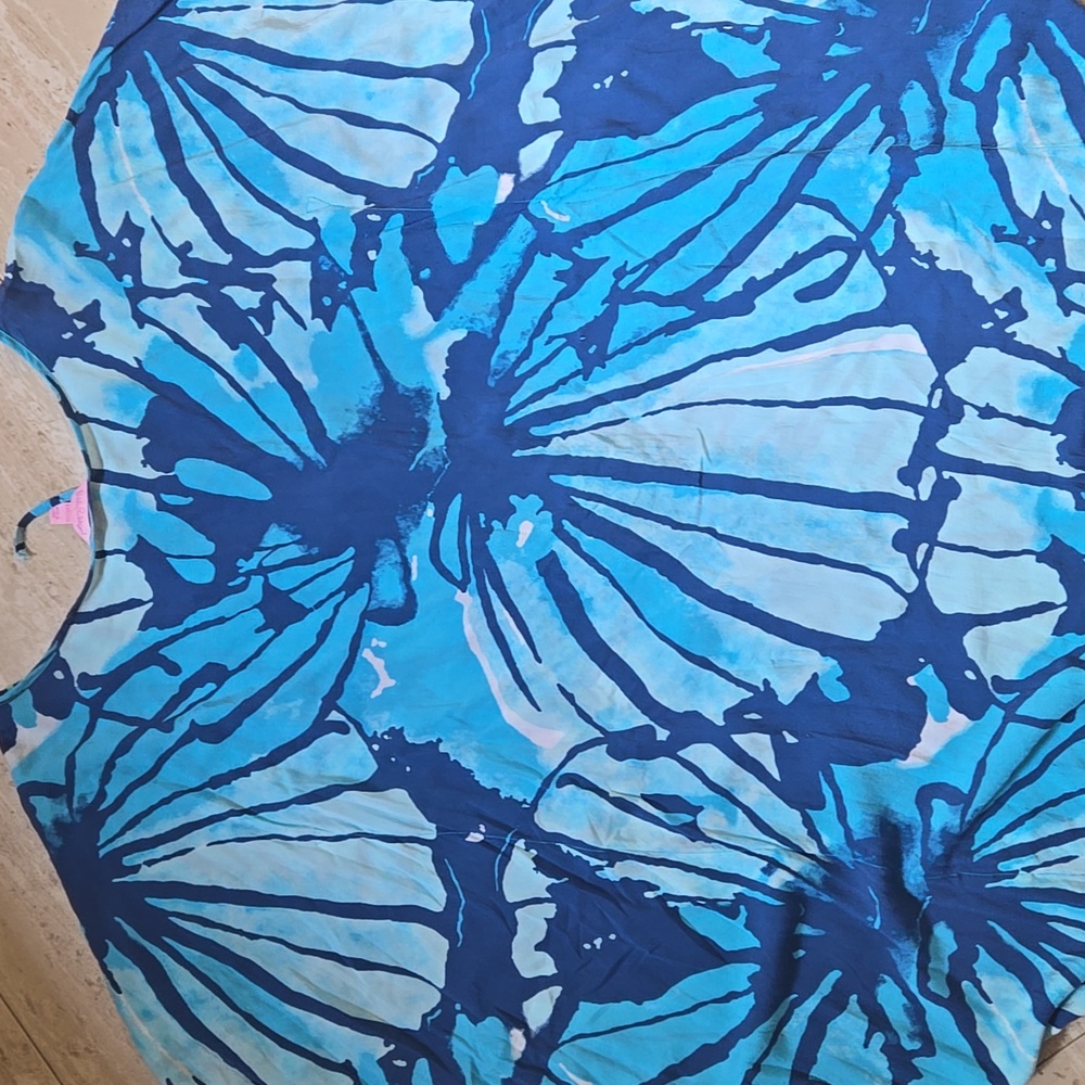 Lilly Pulitzer Stylish Lindamarie Caftan Sparkling Blue "Get Inky" Cover-Up - Picture 8 of 13